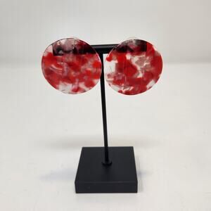 Sassy Jones Zaria Round Studs Earrings Red Clear Resin Lightweight Statement